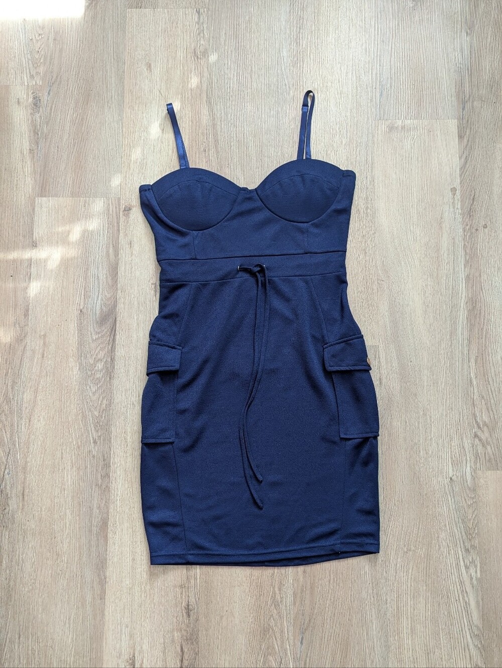 Navy Cargo Bustier Mini Dress with Removable Straps